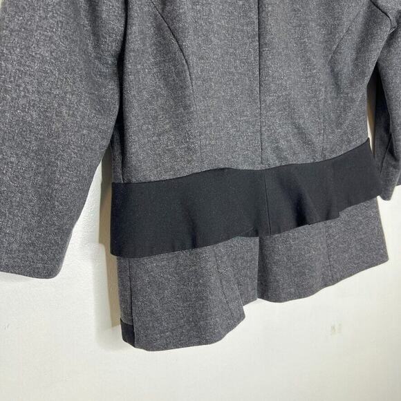 Cartonnier Gray Black Tuxedo Peplum Ruffle Long Sleeve Blazer Jacket Sz 10 Women - Picture 8 of 11